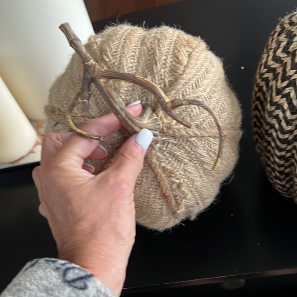 Natural Fiber set of 2 Pumpkins - Picture 4 of 7